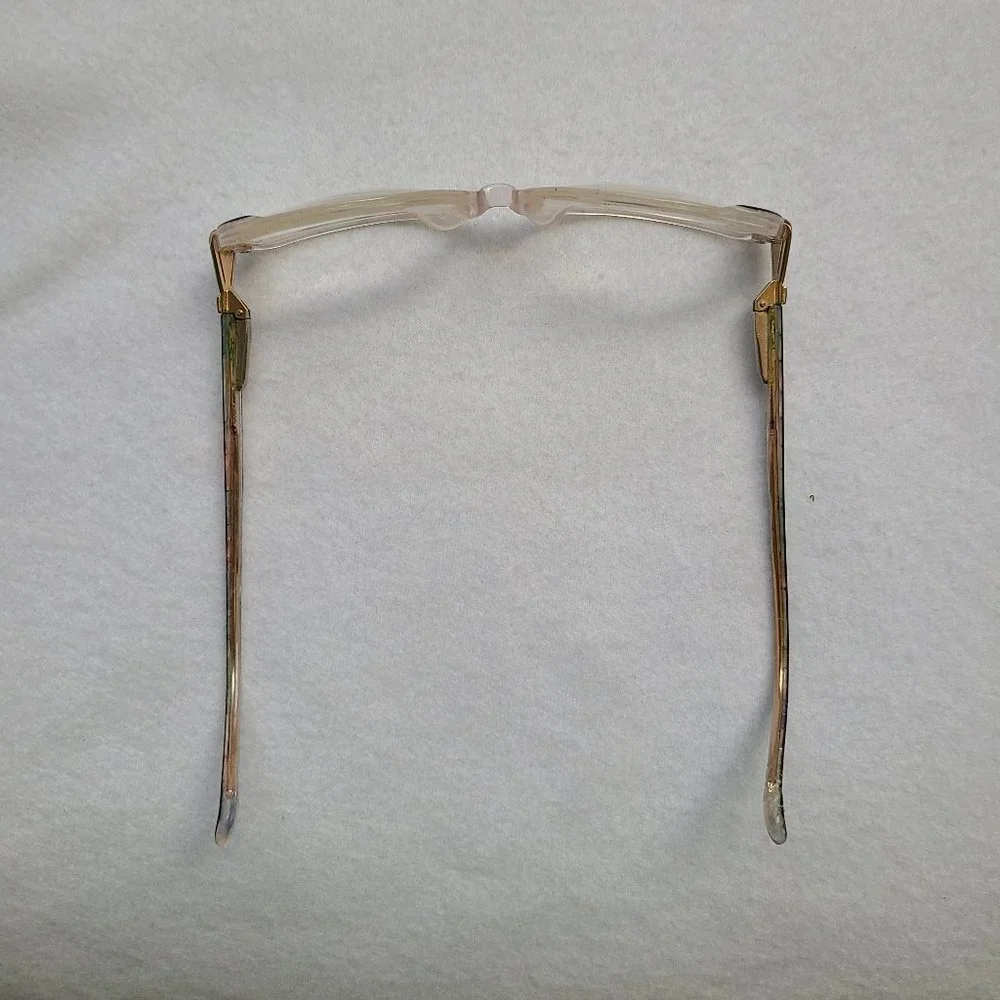 Vintage 80s Givenchy Eyeglasses Frames Clear Plastic Multi Colored Gold Accents - Picture 5 of 8